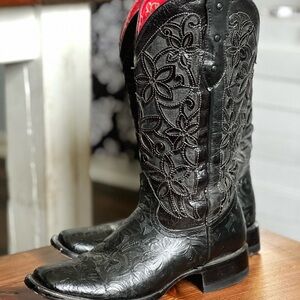 Black Embroidered Cowboy Boots